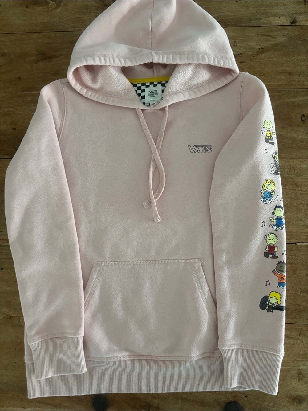 Vans Women Juniors Light Pink Hoodie with Peanuts Dance Party Theme HTF Size XS
